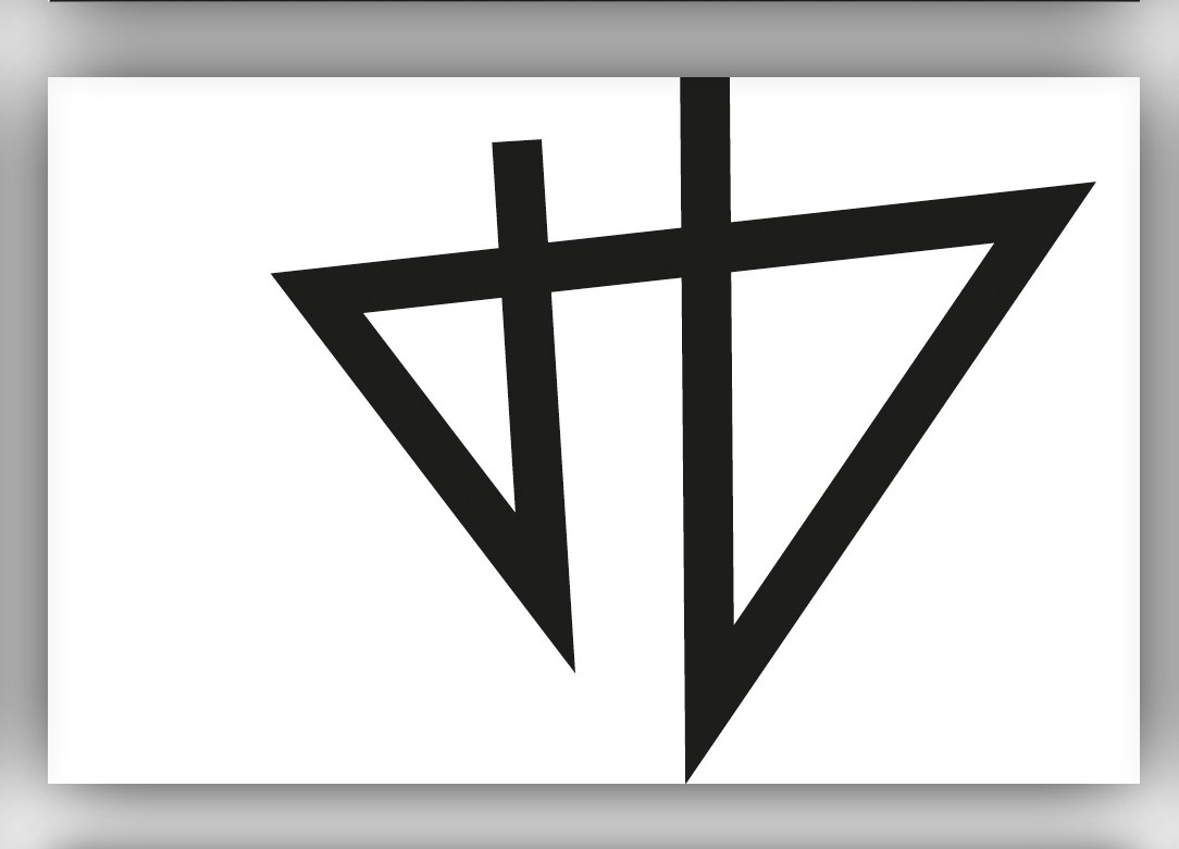 Visitenkarte mit dem Monogramm aus T und J im gestürzten Dreieck